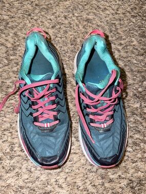 Hoka Teal and Pink Women's Running Sneakers